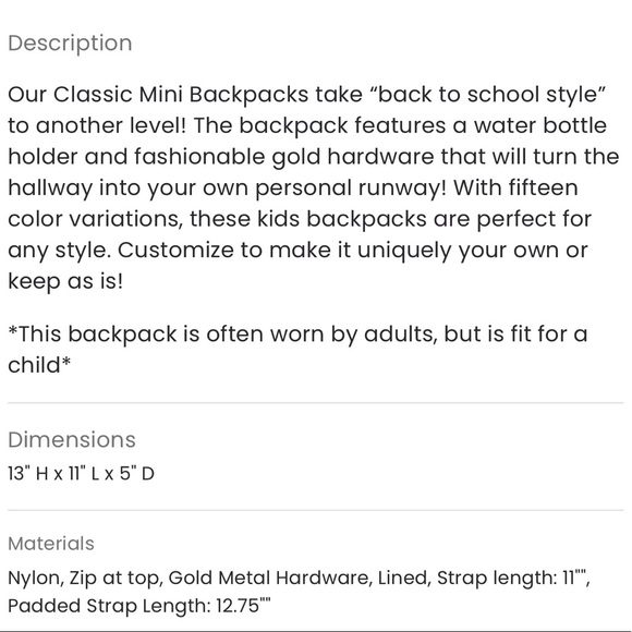 Stoney Clove Ln classic mini backpack - Picture 5 of 7